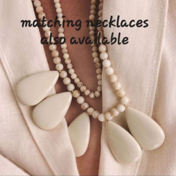 New ZARA Geo Mod Almond Shape Ecru Earrings - Picture 7 of 9